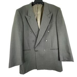 Domani Uomo Today's Man Green Gray Double Breasted Suit Jacket 100% Wool Sz L42